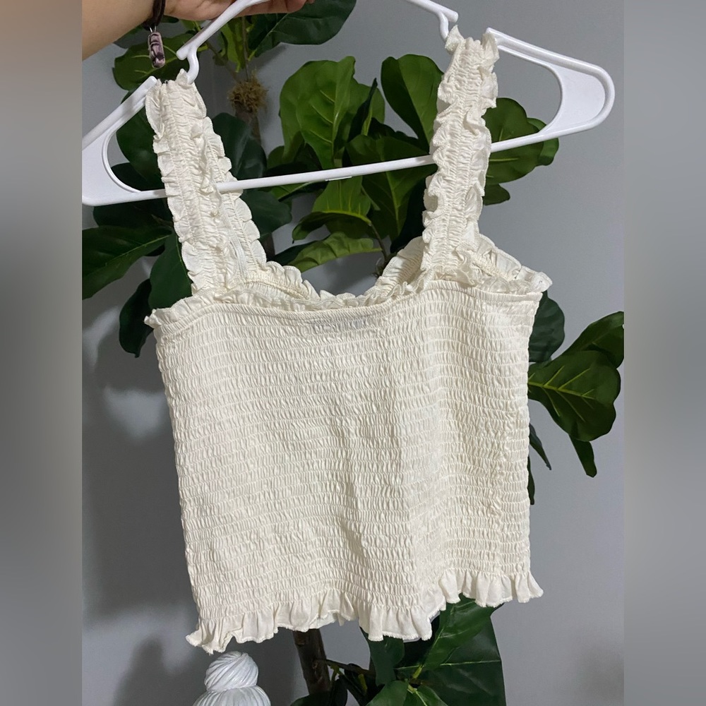 Cream Ruffled Crop Top - Picture 3 of 3